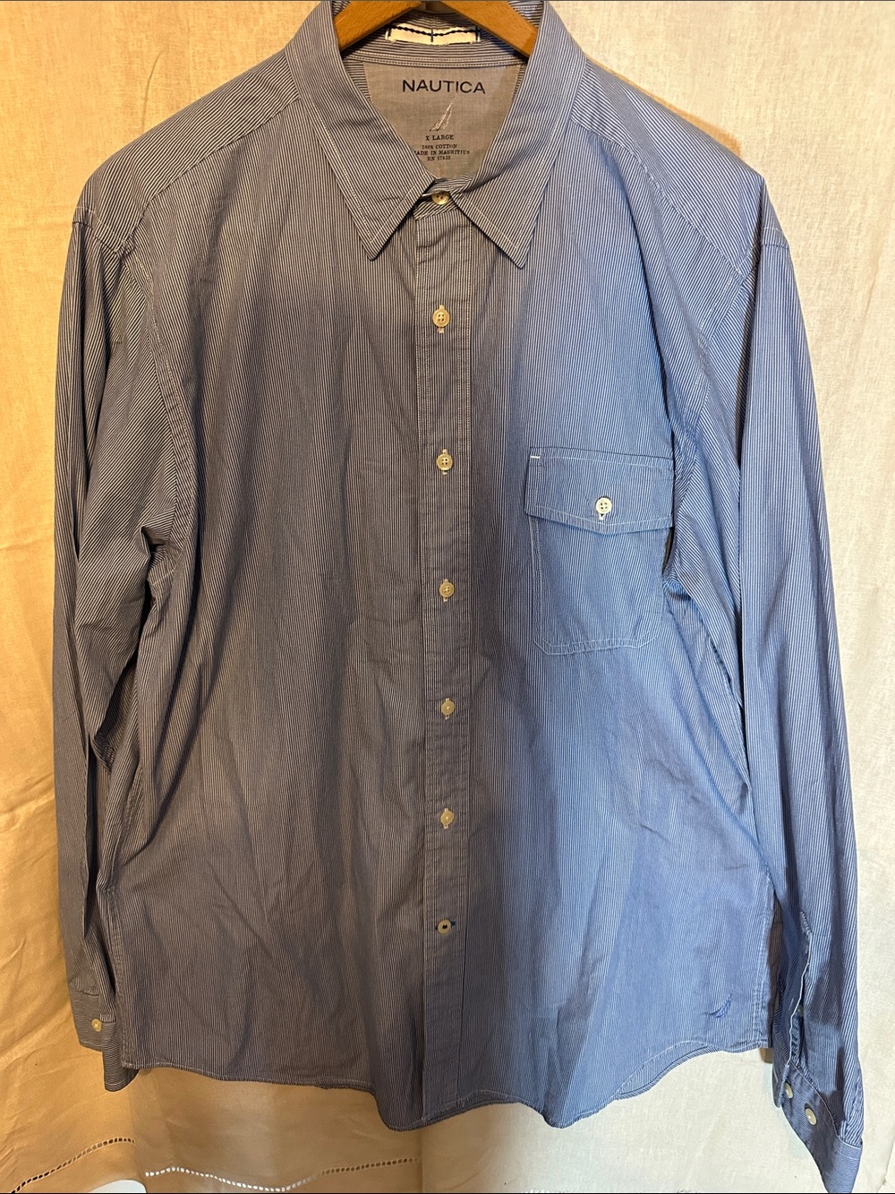 Nautica Mens Light Blue Long-Sleeve Button Shirt